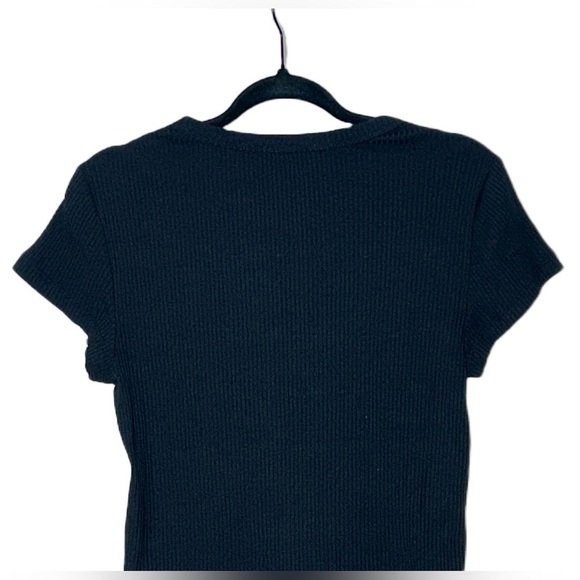 NWT Madewell Black Ribbed Crewneck Tee with Short Sleeves, Slim Fit, Size Medium - Picture 7 of 12